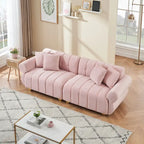 Canapé 3 places en velours rose 89 avec coussins à ressorts ensachés