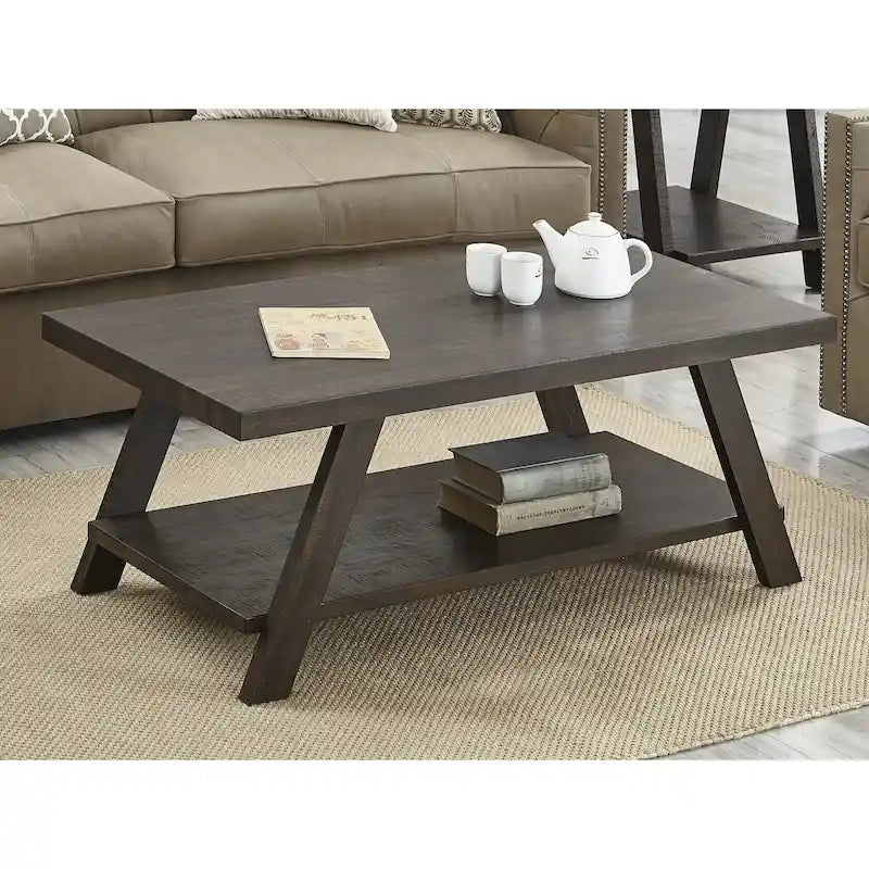 Table basse contemporaine en bois avec étagère, finition blanche, pour salon