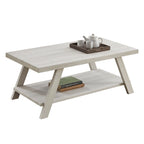 Table basse contemporaine en bois avec étagère, finition blanche, pour salon