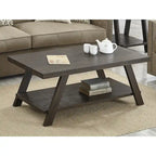 Table basse contemporaine en bois avec étagère, finition blanche, pour salon