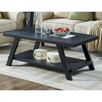 Table basse contemporaine en bois avec étagère, finition blanche, pour salon