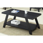 Table basse contemporaine en bois avec étagère, finition blanche, pour salon