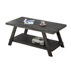 Table basse contemporaine en bois avec étagère, finition blanche, pour salon