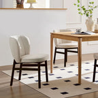Chaise de salle à manger moderne sans accoudoirs, avec cadre en bois et assise rembourrée, adaptée à la cuisine, au salon et au restaurant