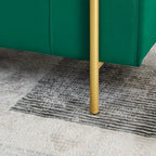 Banc de rangement Harper en lin avec accoudoirs cylindriques et pieds en métal doré