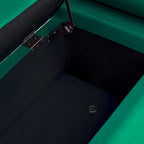 Banc de rangement Harper en lin avec accoudoirs cylindriques et pieds en métal doré