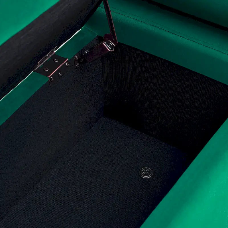 Banc de rangement Harper en lin avec accoudoirs cylindriques et pieds en métal doré
