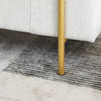 Banc de rangement Harper en lin avec accoudoirs cylindriques et pieds en métal doré