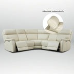 Canapé d'angle inclinable électrique en cuir véritable avec appuie-tête et support lombaire réglables électriquement, zéro gravité
