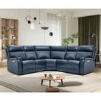Canapé d'angle inclinable électrique en cuir véritable avec appuie-tête et support lombaire réglables électriquement, zéro gravité