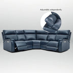 Canapé d'angle inclinable électrique en cuir véritable avec appuie-tête et support lombaire réglables électriquement, zéro gravité