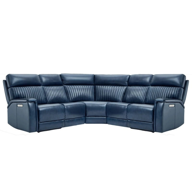 Canapé d'angle inclinable électrique en cuir véritable avec appuie-tête et support lombaire réglables électriquement, zéro gravité