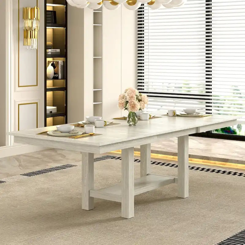Table à manger rectangulaire extensible moderne en bois massif de 94 pouces