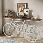 Console extra longue de 180 cm avec base en métal de vélo pour entrée, salon - 30P x 180L x 85H cm