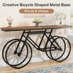 Console extra longue de 180 cm avec base en métal de vélo pour entrée, salon - 30P x 180L x 85H cm