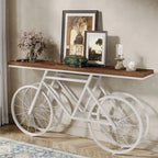 Console extra longue de 180 cm avec base en métal de vélo pour entrée, salon - 30P x 180L x 85H cm