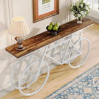 Console extra longue de 180 cm avec base en métal de vélo pour entrée, salon - 30P x 180L x 85H cm