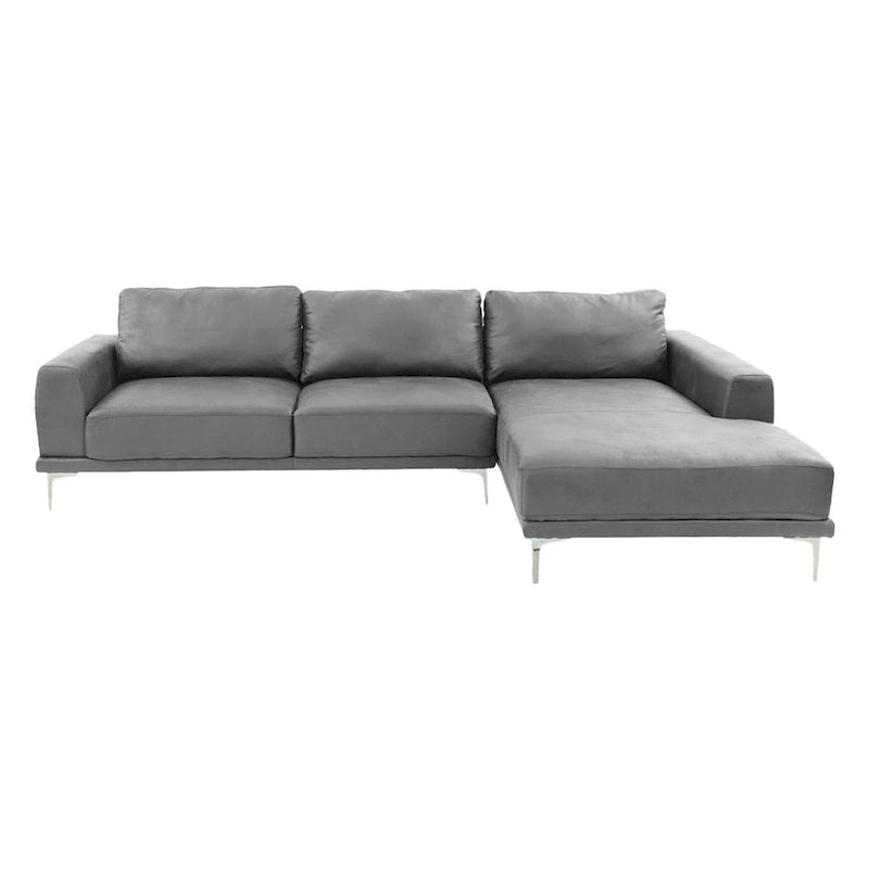 Canapé d'angle Kemy avec méridienne, revêtement en similicuir gris
