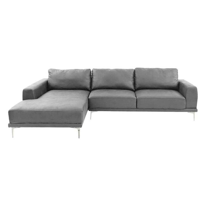 Canapé d'angle Kemy avec méridienne, revêtement en similicuir gris