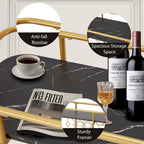 Chariot de bar doré avec roues, chariot à liqueur roulant avec porte-bouteilles et porte-verres, chariot de bar moderne pour cuisine à domicile