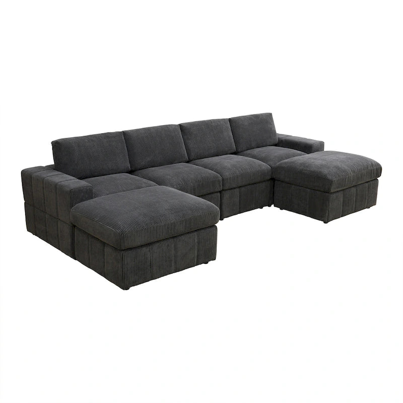 Canapé d'angle modulaire en velours côtelé en U 132W