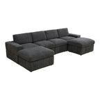Canapé d'angle modulaire en velours côtelé en U 132W