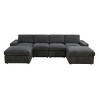 Canapé d'angle modulaire en velours côtelé en U 132W