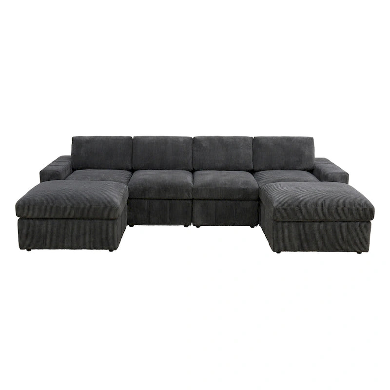 Canapé d'angle modulaire en velours côtelé en U 132W
