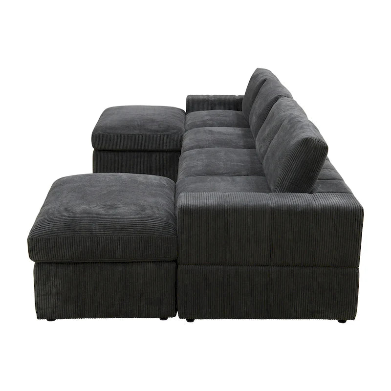 Canapé d'angle modulaire en velours côtelé en U 132W