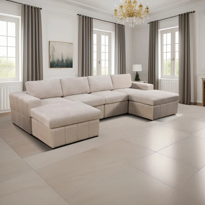 Canapé d'angle modulaire en velours côtelé en U 132W
