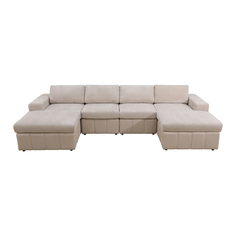 Canapé d'angle modulaire en velours côtelé en U 132W