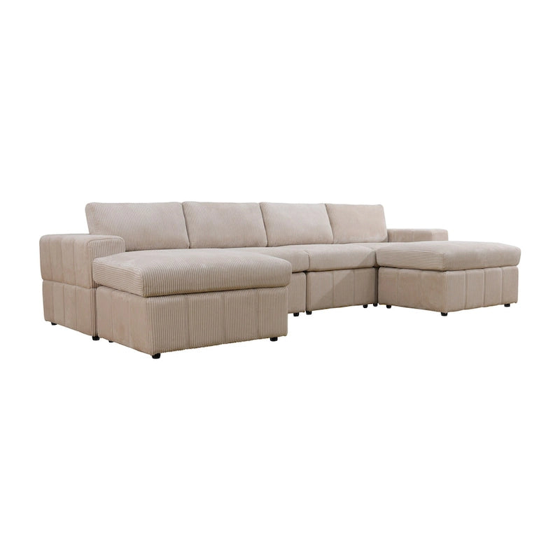 Canapé d'angle modulaire en velours côtelé en U 132W
