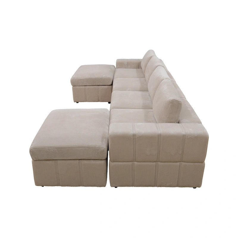 Canapé d'angle modulaire en velours côtelé en U 132W