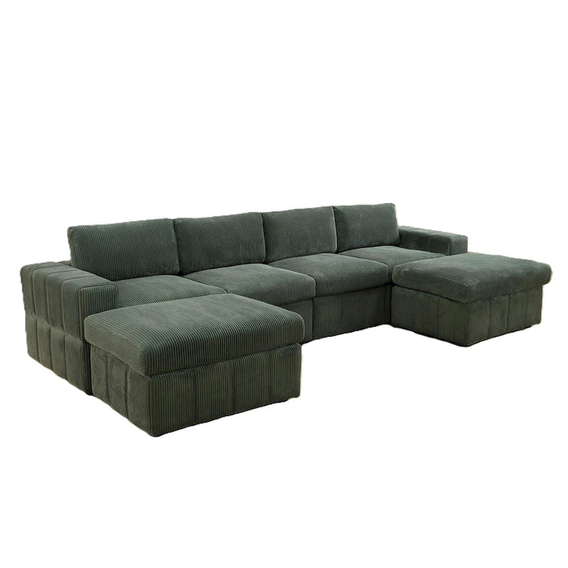 Canapé d'angle modulaire en velours côtelé en U 132W