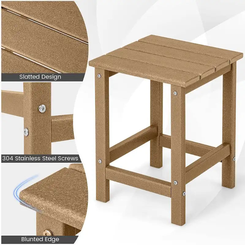 Table d'appoint Adirondack de patio 14" Carrée en PEHD Résistante aux intempéries
