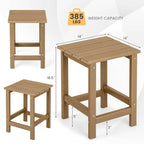 Table d'appoint Adirondack de patio 14" Carrée en PEHD Résistante aux intempéries