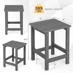 Table d'appoint Adirondack de patio 14" Carrée en PEHD Résistante aux intempéries