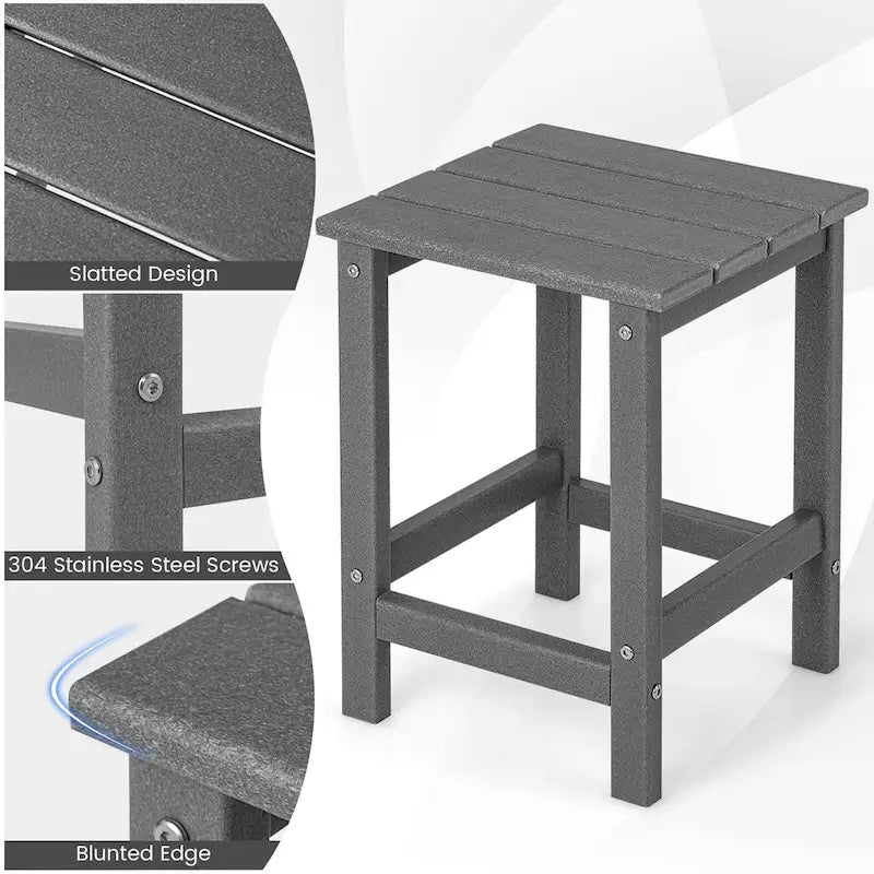 Table d'appoint Adirondack de patio 14" Carrée en PEHD Résistante aux intempéries