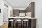 Modern Upholstered Counter Stool with Matte Black Base for Kitchen & Dining