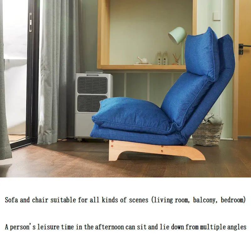 Chaise longue de loisirs pliante inclinable en tissu bleu – 48,00 x 27,56 x 37,01