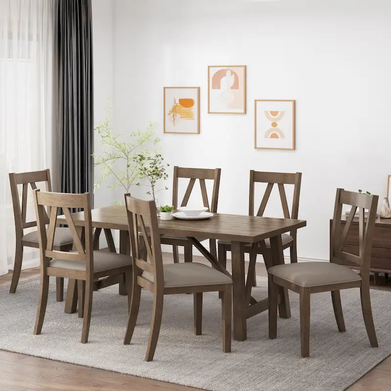 Table de salle à manger en bois Fairgreens Farmhouse avec 6 chaises