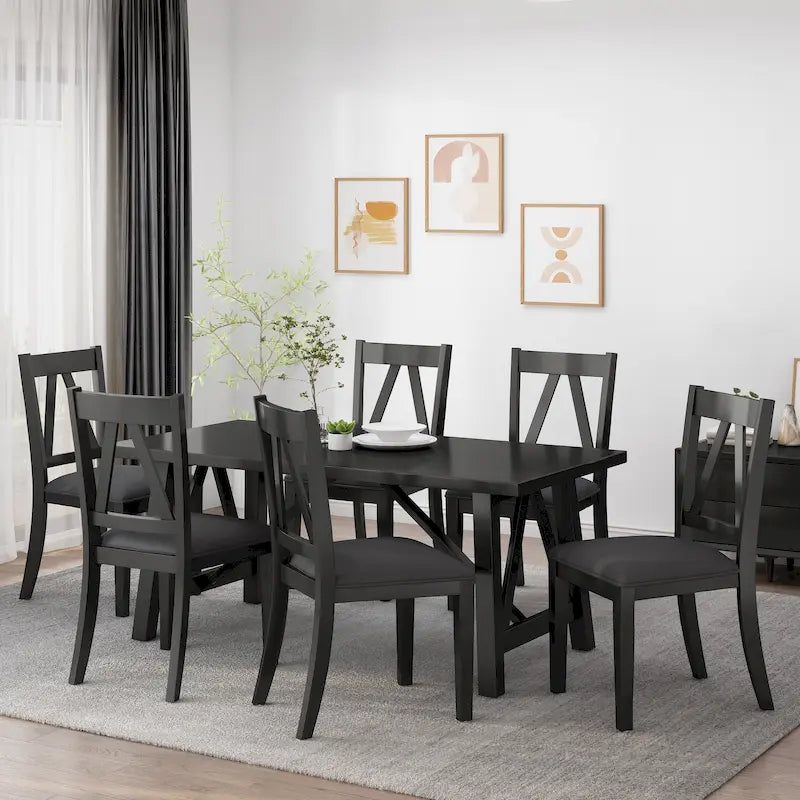 Table de salle à manger en bois Fairgreens Farmhouse avec 6 chaises