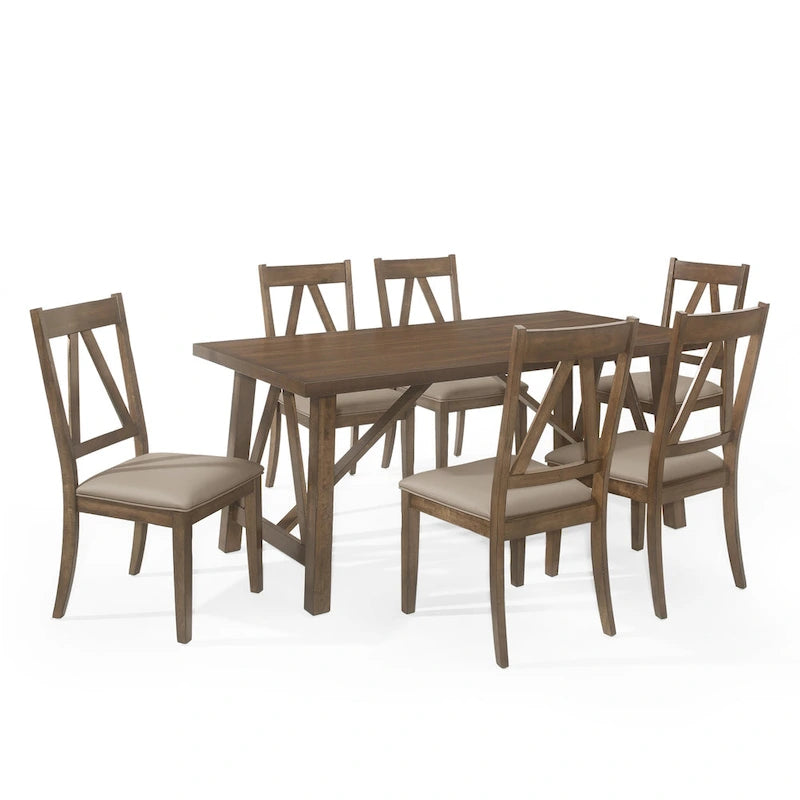 Table de salle à manger en bois Fairgreens Farmhouse avec 6 chaises