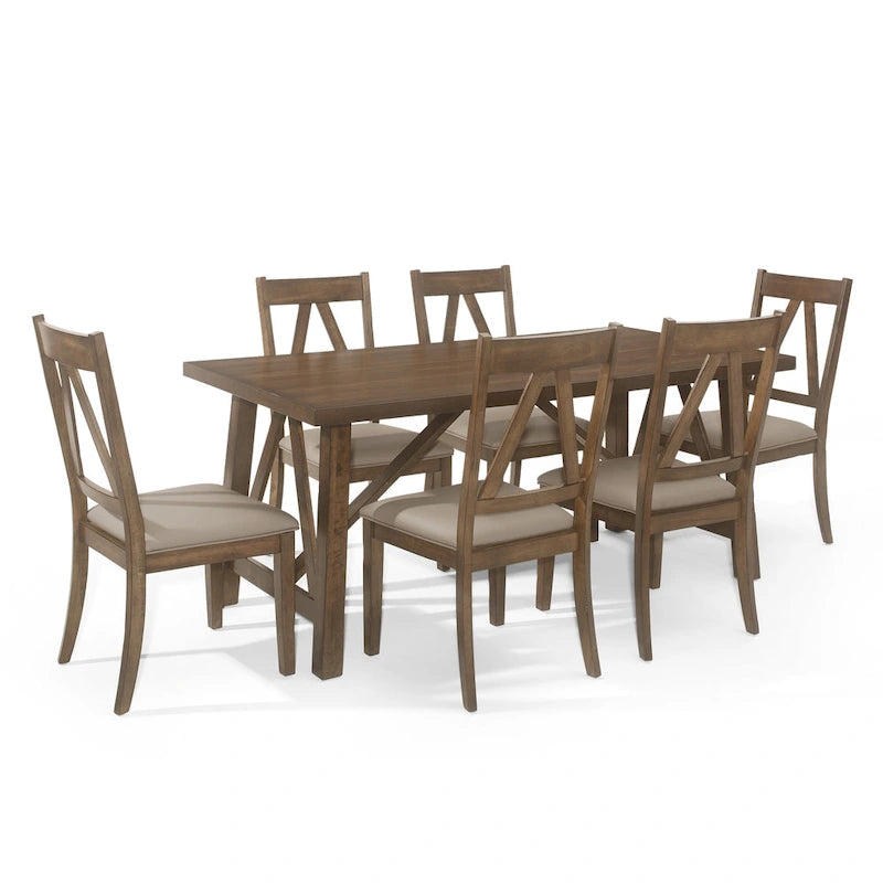 Table de salle à manger en bois Fairgreens Farmhouse avec 6 chaises