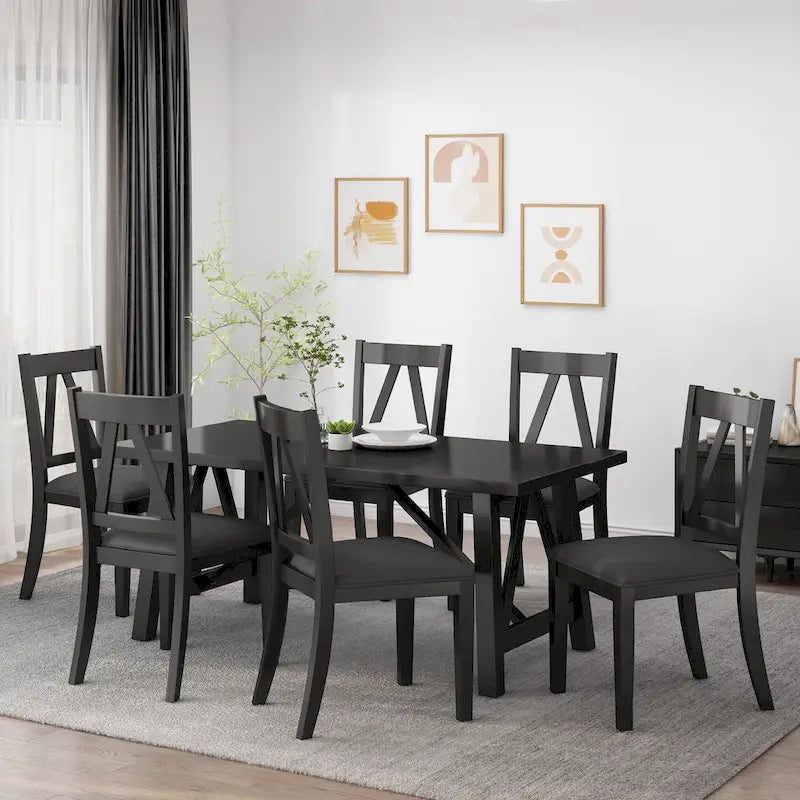 Table de salle à manger en bois Fairgreens Farmhouse avec 6 chaises