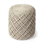 Pouf rond en laine tressée marron Allium