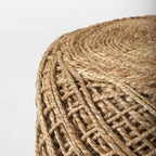 Pouf rond en laine tressée marron Allium