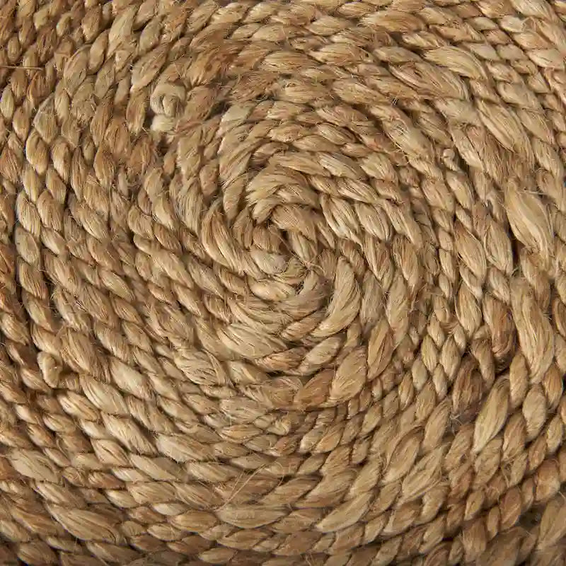 Pouf rond en laine tressée marron Allium
