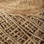 Pouf rond en laine tressée marron Allium