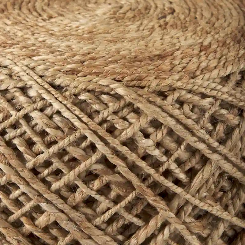 Pouf rond en laine tressée marron Allium